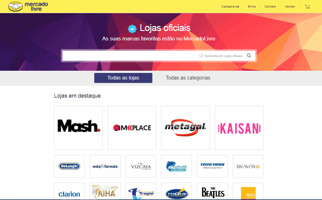 Lojas Oficiais crescem 52% no Mercado Livre