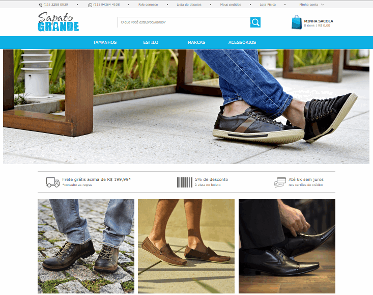 Loja virtual mira demanda por calçados masculinos acima do número 44