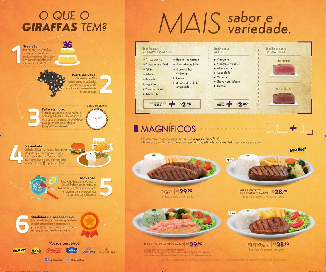 Rede Giraffas renova cardápio pela 2a. vez neste ano