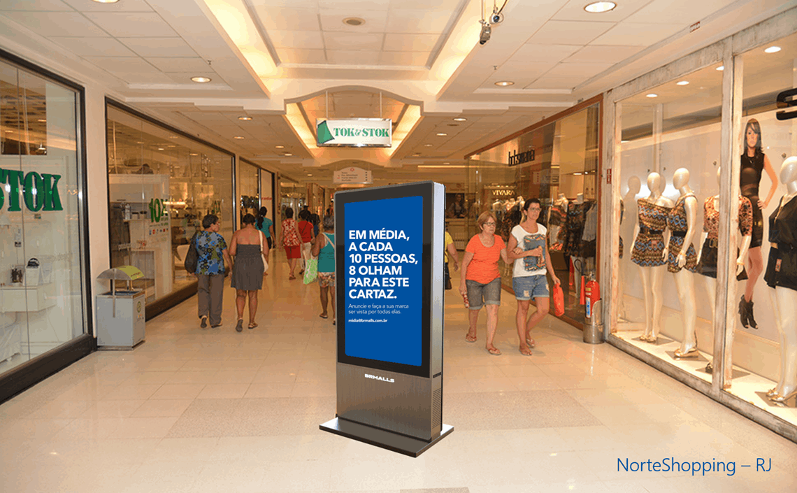 Mall como mídia: shoppings da BRMALLS padronizam totens de mídia