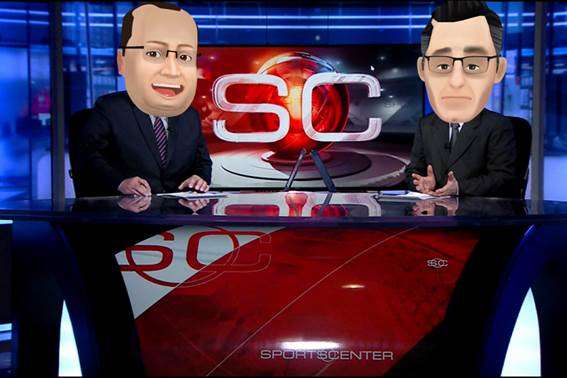 Apresentadores da ESPN são mostrados como emojis em ação promovida pela Samsung