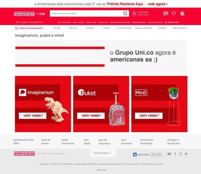 Imaginarium, Puket e Casa MinD passam a ser marcas próprias da Americanas