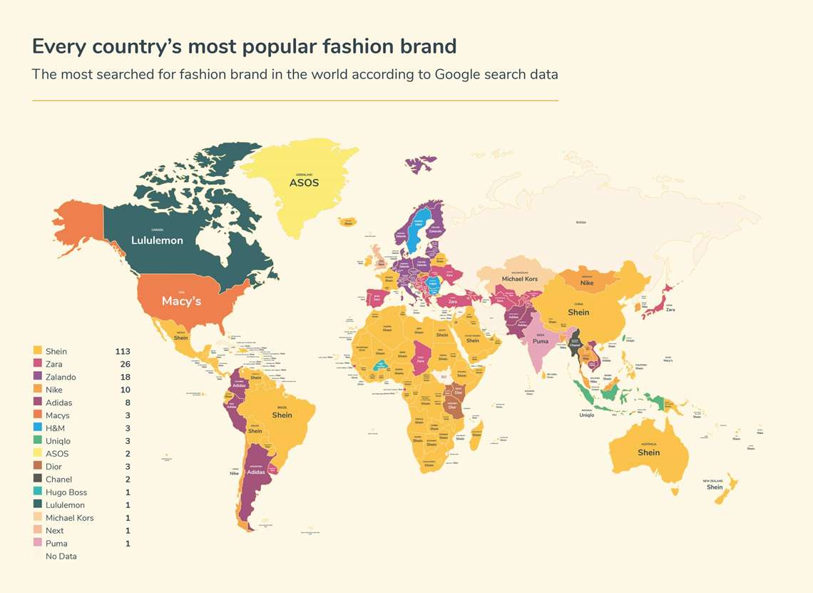 Shein é a marca de moda mais popular do mundo segundo dados do Google