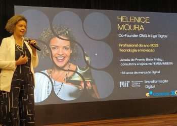 Helenice Moura, cofundadora da ONG A liga Digital, durante lançamento da campanha dos Correios para a Black Friday 2023 - Foto: Divulgação Correios