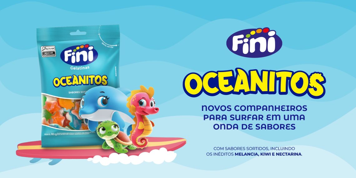 Fini lança Oceanitos, balas de gelatina nos sabores de melancia, kiwi e nectarina